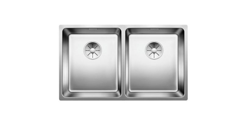 Zlewozmywak Blanco Andano 2-komorowy stalowy 74,5x44 cm gładki podwieszany 1 szt.