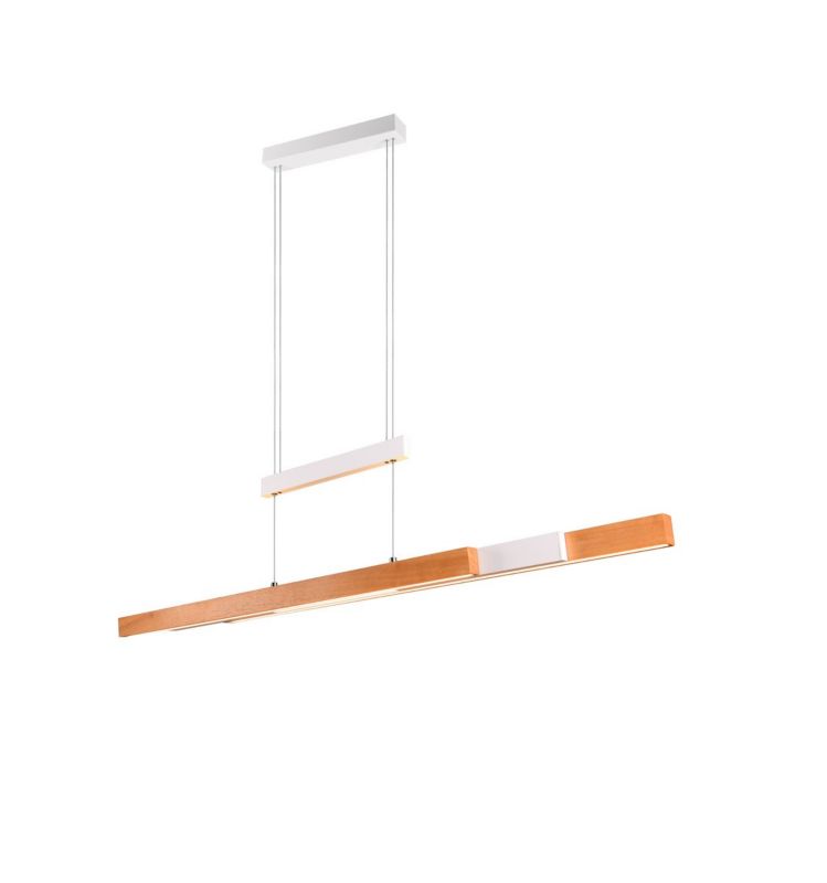 Lampa wisząca Trio Trajan 3018 biała jasne drewno nowoczesna wbudowany LED 46W 1 szt.
