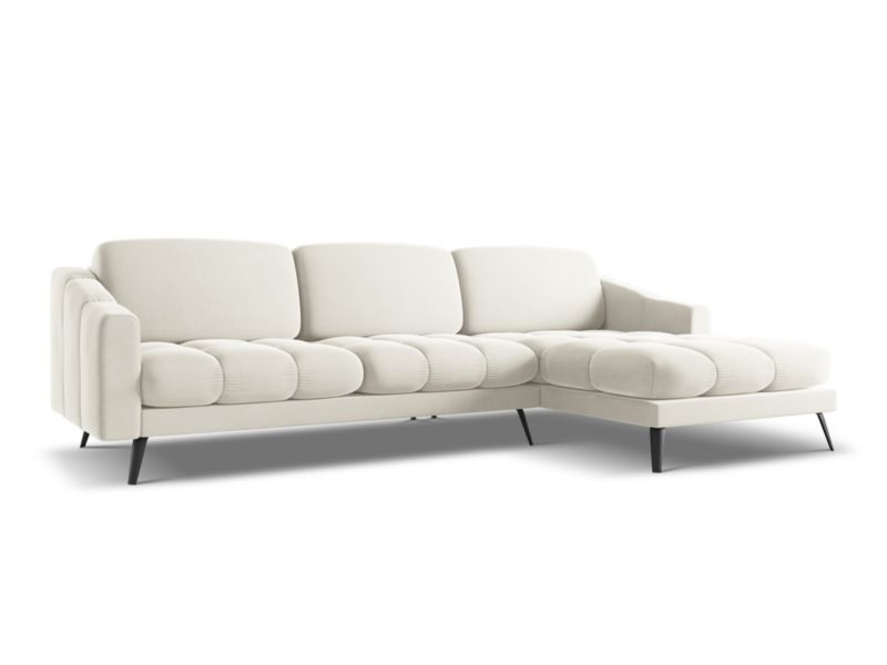 Narożnik prawostronny LaMiaSofa ROMA z tkaniny welwetowej 264x160 cm jasny beż 1 szt.