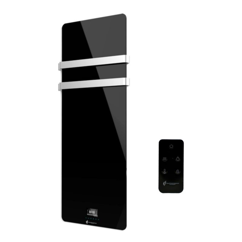 Grzejnik elektryczny Sannover Omiros 850 W szklana ścienna czarna 1 szt.