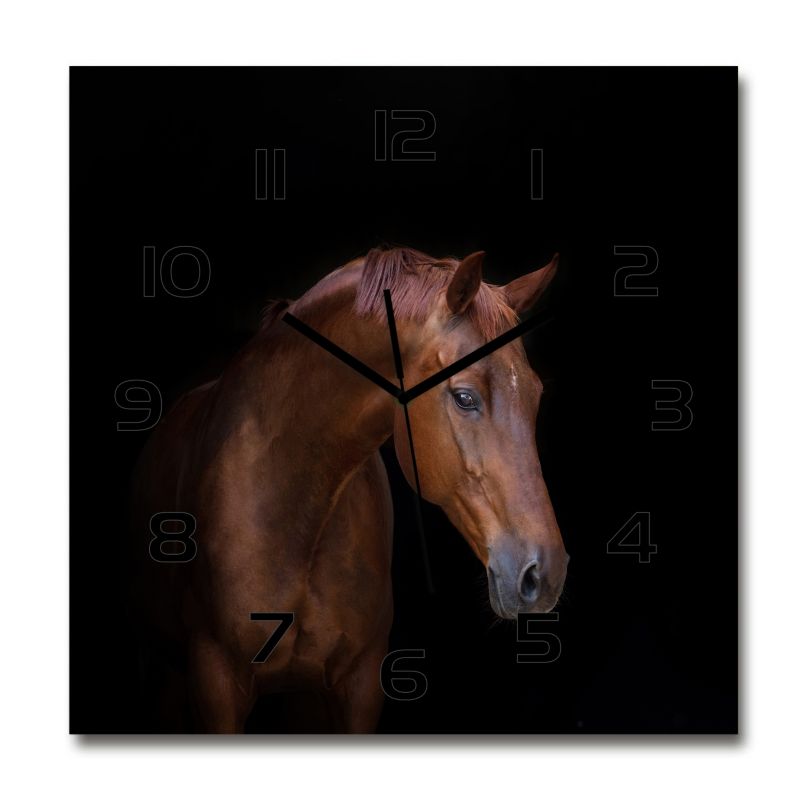 Zegar szklany Tulup Brązowy koń czarne wskazówki 30x30 cm cm cichy 1 szt.