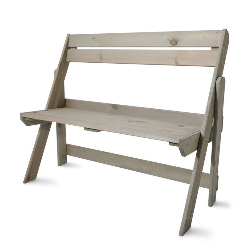 Ławka Ogrodowa Hurtownia-Mebli Naturalne Drewno Sosnowa Składana 105cm Jasny Siwy Jasny Siwy 105x46x89 cm 1szt.