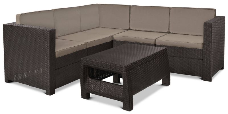 Zestaw ogrodowy Keter Provence sofa narożna + stolik komplet dla 5 osób Brąz 1 kpl.