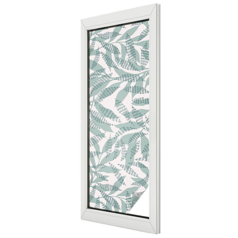 Folia Mleczna na Okno Wallfluent 50x146 cm Skutecznie Chroni Prywatność Zielone liście nowoczesny wzór natury 1 rol.