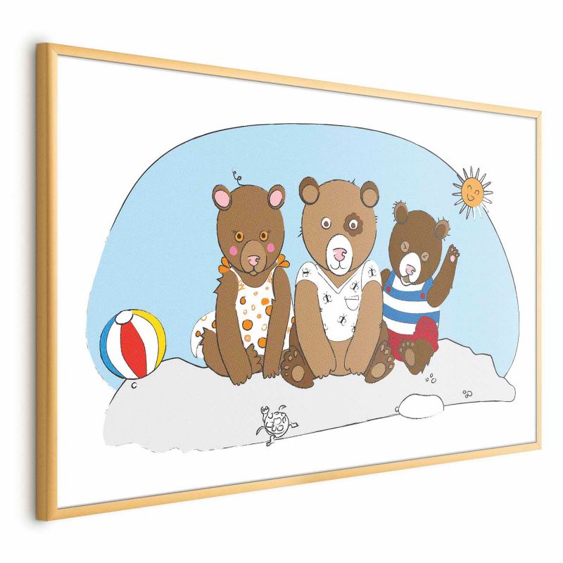 Plakat Artgeist Misie na plaży 42x29,7 cm z ramą złotą 1 szt