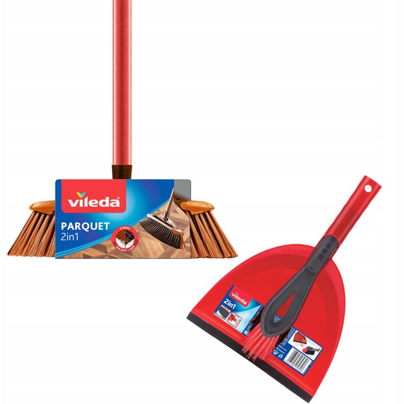 Zestaw Szczotka do parkietu szufelka zmiotka VILEDA czerwona 130 cm 1szt.
