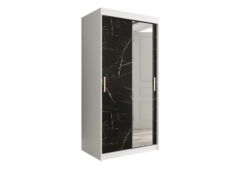 Szafa MIRJAN 24 Marmur T2 100 biały mat / czarny marmur 1 szt.