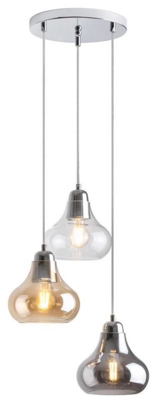 Lampa wisząca Rabalux Jezabel chromowana kolor dymny wym: 120 x 25 x 25 cm 3xE27 x 1 szt.