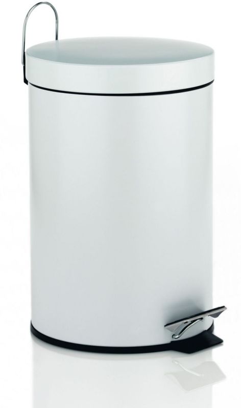 Kosz na śmieci Kela Rika biały 5L, metal/plastik, z pedałem, 28 cm, 1 szt.