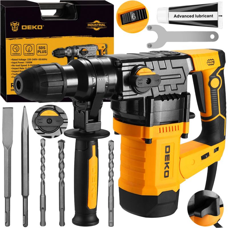 Młot udarowy obrotowy DEKO SDS Plus 6J 1500W 1 kpl.