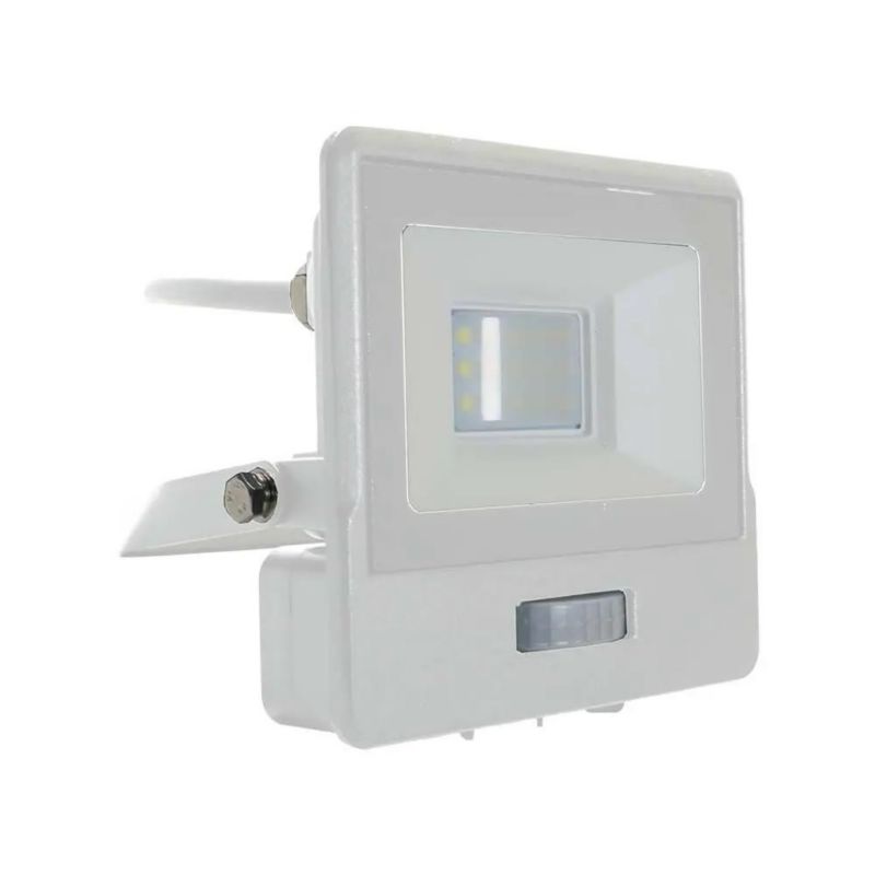 Naświetlacz LED z czujnikiem ruchu V-TAC biały LED 10W 6400K 735lm IP65 wym: 11,3 x 13,3 x 6 cm - 1 szt.