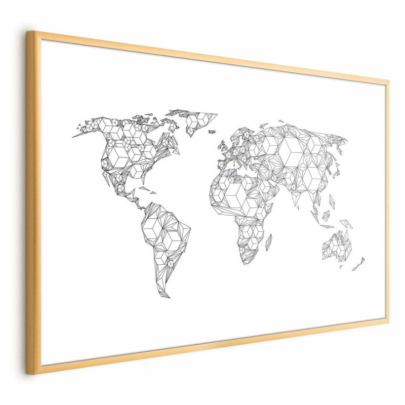 Plakat Artgeist Geometryczna mapa 30x21 cm z ramą złotą 1 szt
