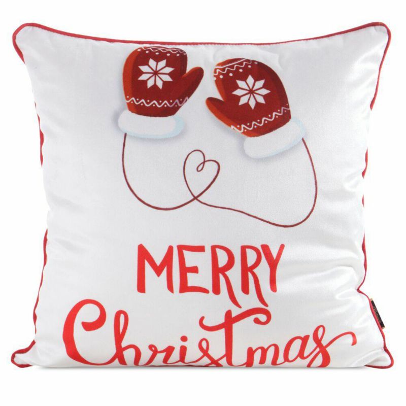 Poszewka 189 Eurofirany Świąteczna na poduszkę 45x45 cm Napis Biała 1 szt.