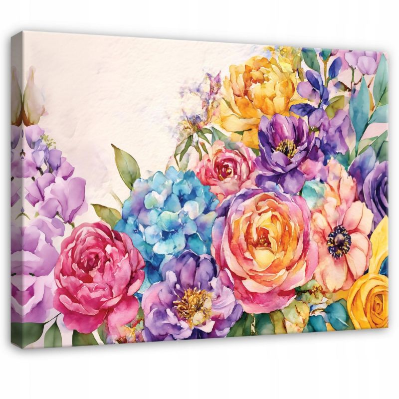 Obraz WALLARENA Do Sypialni Salonu Na Płótnie Kwiaty Nowoczesny Abstrakcja Kolorowy 60x40 cm PP16147O4 1 szt.