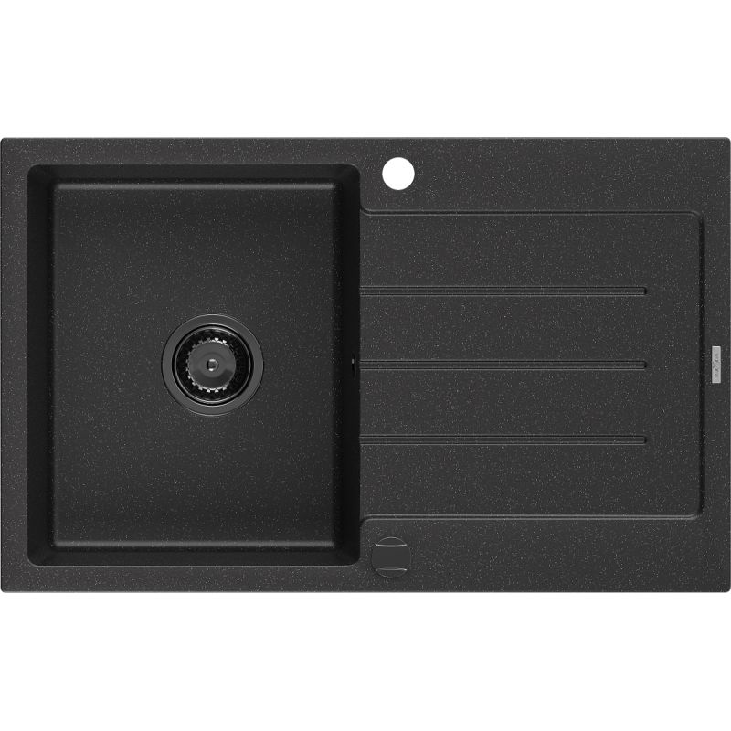 Zlewozmywak wpuszczany Mexen Bruno 1-komorowy czarny/srebrny metalik 795x495 mm 6513791010-73-B