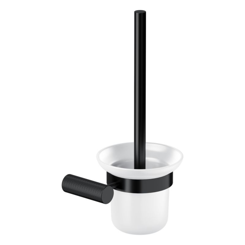 Szczotka toaletowa Cersanit Zen czarna ścienna stal nierdzewna szkło mrożone 1 szt.