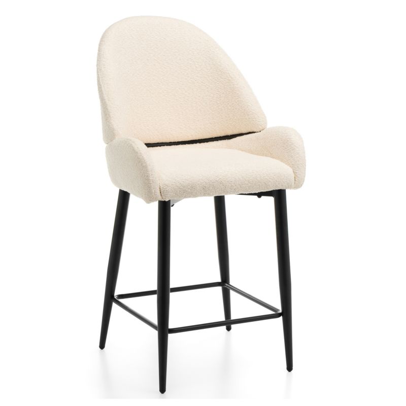 Hoker barowy tapicerowany New Home BERGAMO jasnobeżowy ecru szenilowy boucle 1 szt.