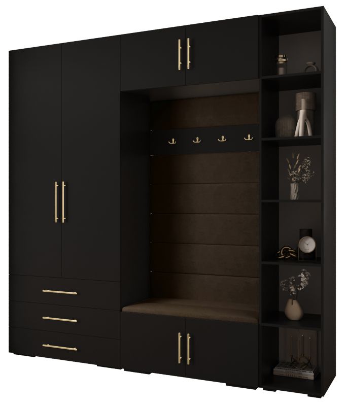 Garderoba do przedpokoju Abiks INOVA 3 Z10 czarny+złoty+manila04 1 szt.