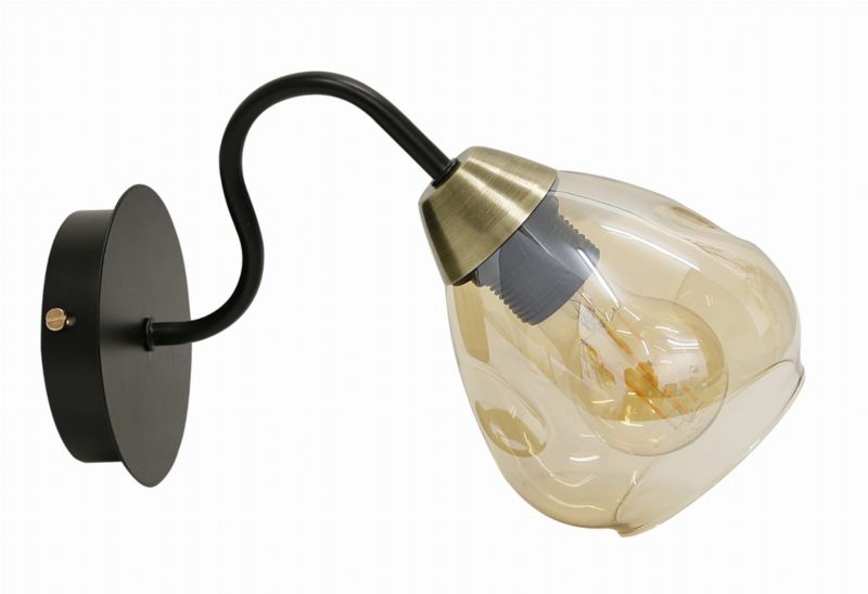 Kinkiet ścienny Candellux Unica czarny-mosiądz-złoty-bursztynowy 1 x E27 x 40W IP20 wym: 20 x 28 x 12 cm - 1 szt.