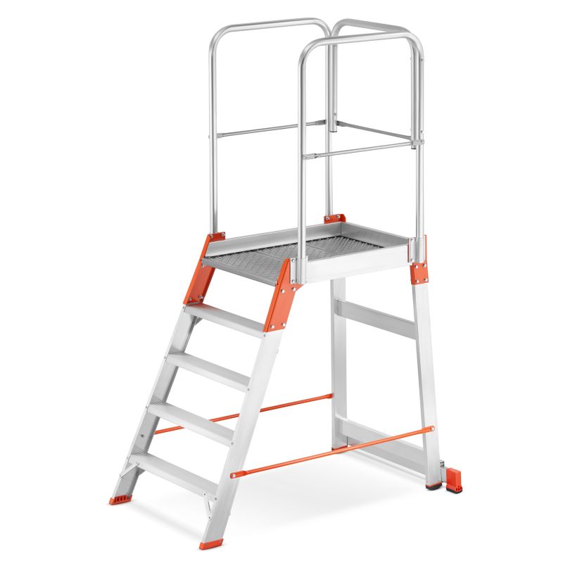 Drabina aluminiowa magazynowa ALOSS mostek podest magazynowy 5 stopni 3,08m TUV 1 szt.