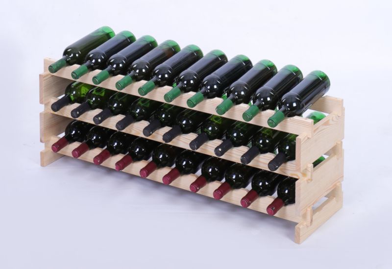 Stojak na wino MODO24 regał modułowy na butelki 3 leżnie x 10 butelek montaż bez narzędzi naturalne drewno 1 szt.