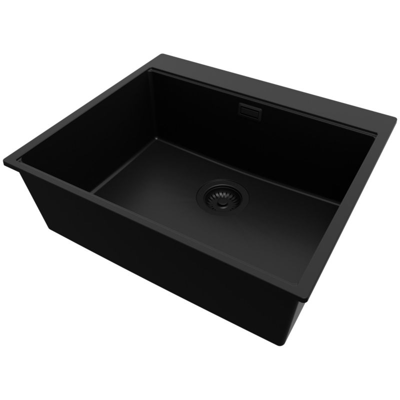 Zlewozmywak Oslo PRIMAGRAN Nablatowy 58x50cm do szafki od 60cm z Syfonem Cały Czarny 1 szt.