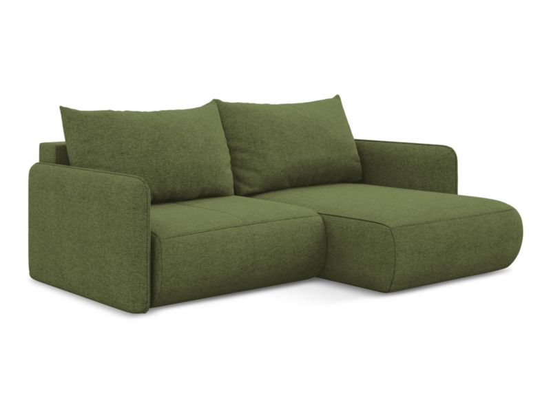 Narożnik prawostronny z funkcją spania LaMiaSofa PALERMO z tkaniny szenilowej 207x148 cm butelkowa zieleń 1 szt.