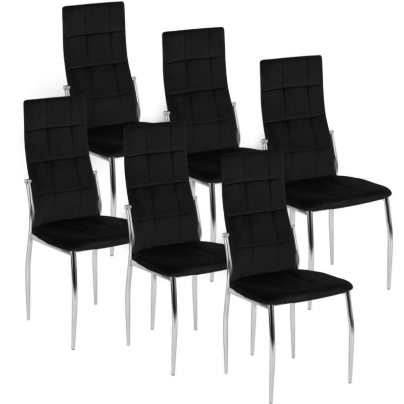 Zestaw Mebel Elite MOLLY 6x Krzesło Tapicerowane do Jadalni Czarne Welurowe 1 kpl