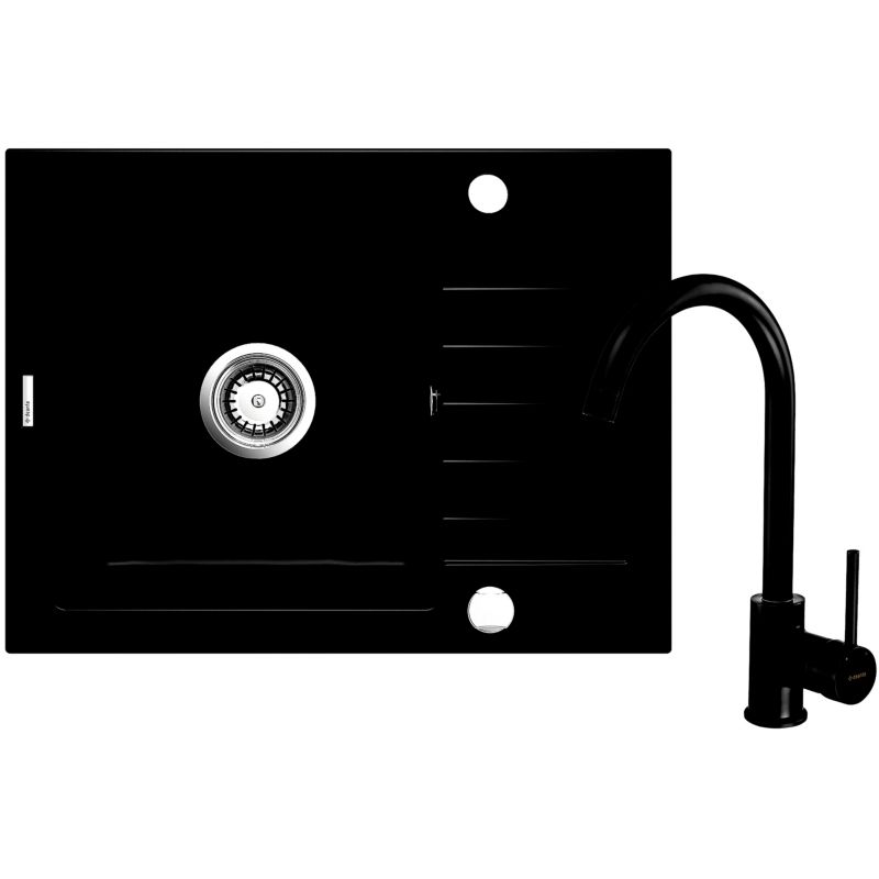 Zlewozmywak Deante Zorba Grafitowy Granit 1 komorowy zestaw 1 kpl