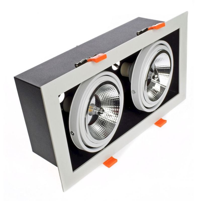 Oprawa sufitowa wpuszczana Milagro Plaza biała ruchoma 2 x AR111 x 35W IP20 wym: 35 x 19 cm prostokątna - 1 szt.