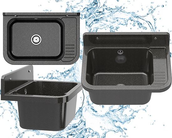 Zlew Gospodarczy Paron Granitan do Garażu, Pralni Czarny