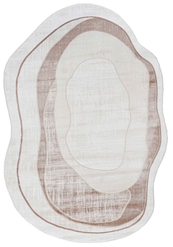 Dywan Dwustronny Wewnętrzny SILA LUX Owalny Mazovia 140 x 200 cm Beżowy Motyw Abstrakcyjny 1 szt.