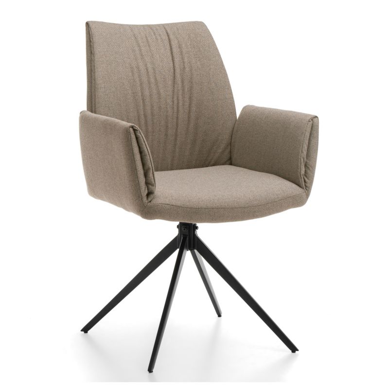 Krzesło tapicerowane New Home PRATO ciemnobeżowe plisowane z podłokietnikami 1 szt.