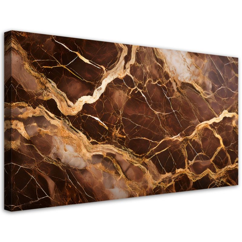 Obraz na płótnie Feeby Brązowy Marmur ze Złotem Abstrakcja 100x50cm 1szt