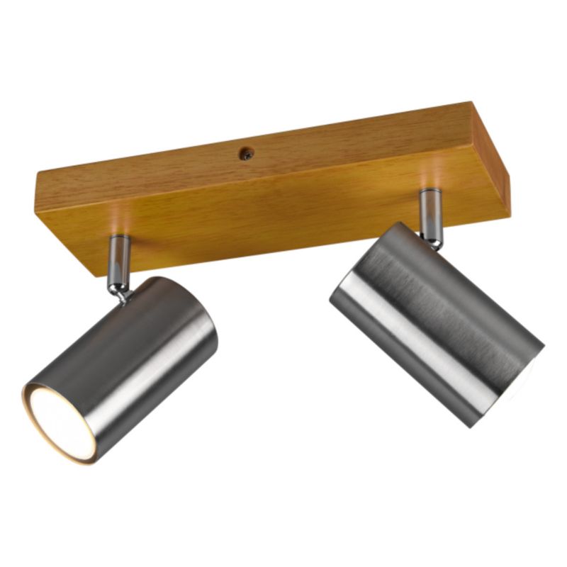 Kinkiet ścienny Trio Marley srebrno-jasne drewno 2 x GU10 x IP20 wym: 26 x 9 cm - 1 szt.