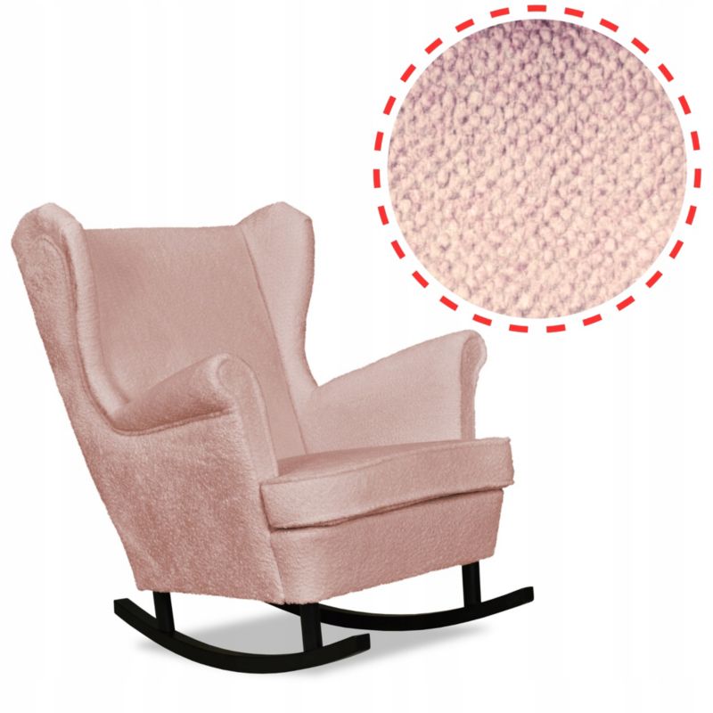 Fotel uszak do salonu bujany Family Meble Bella róż pudrowy 1szt