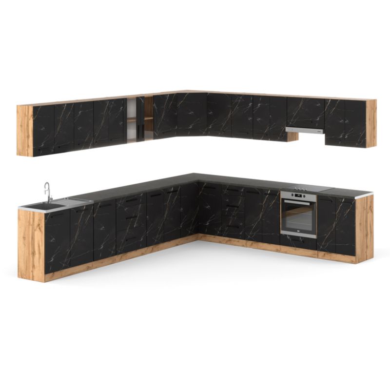 Zestaw Kuchenny Hurtownia-Mebli Z Blatem Kuchnia narożna Rossa 680cm Dąb Wotan San Sebastian 680x47x145 cm 1szt.