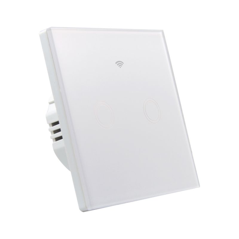 Włącznik dotykowy WiFi MasterLED szklany podwójny biały IP54 3-300W Tuya Smart 1 szt.