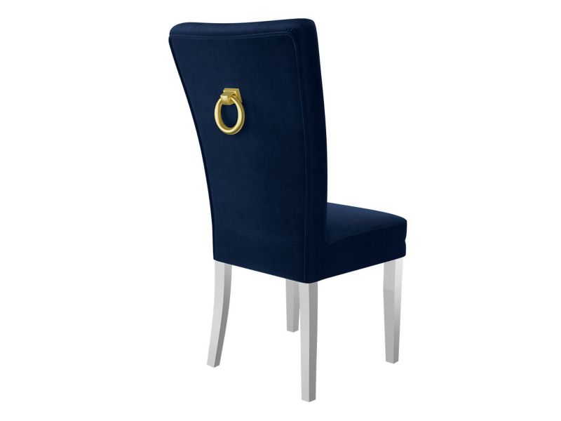 Krzesło MIRJAN 24 S67 biały półmat + granatowy + kołatka złota 1 szt.