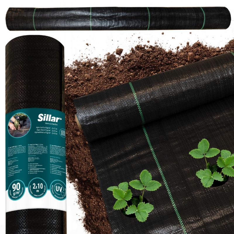 Agrotkanina, Sillar, antychwastowa, mata ogrodowa, odporność UV, 90g/m2, 2x10m, czarna, 1szt