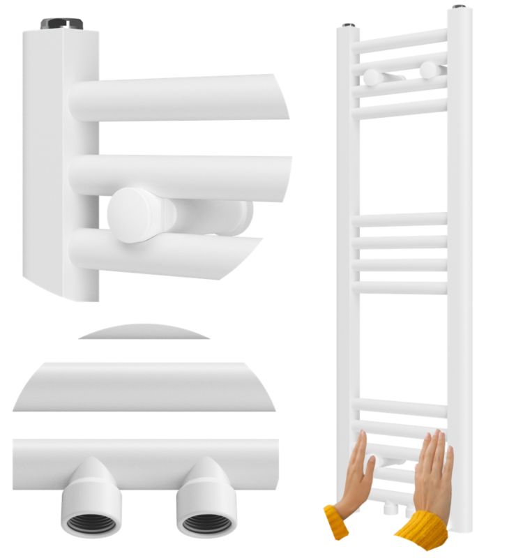 Grzejnik Łazienkowy Granitan Raven 90/30cm Biały Kaloryfer Drabinkowy 1kpl.