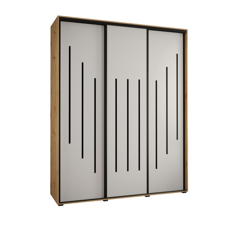 Szafa przesuwna Abiks DAVOS 8 wysoka szer.200cm gł.60cm artisan/biały/czarny 1szt.