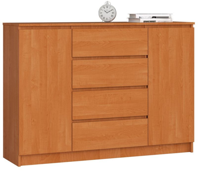 Komoda Akord K140 Olcha 138 cm 2 drzwi 4 szuflady kolor Olcha mat 4 półki 138x40x99 cm 1 szt.