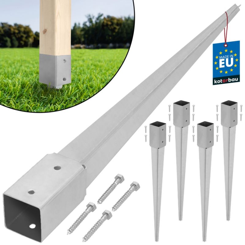 Podstawa słupa KOTARBAU kotwa wbijana do ziemi stalowa 70x70x750 mm 4 szt.