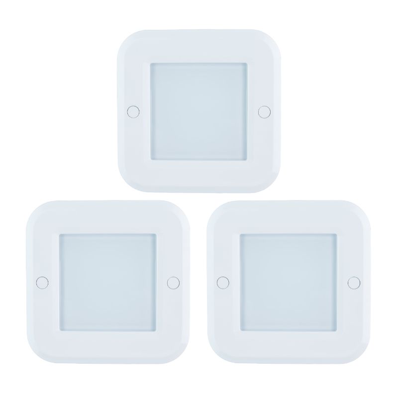 Lampy LED podszafkowe z czujnikiem ruchowym, kwadratowe, DPM, biały, 3 szt