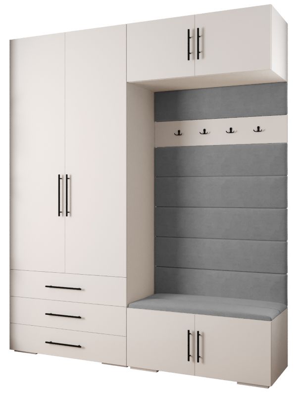 Garderoba do przedpokoju Abiks INOVA 3 Z12 biały+czarny+manila16 1 szt.