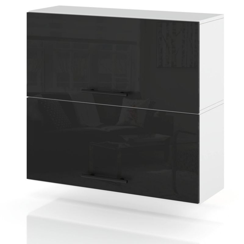 Szafka Kuchenna Hurtownia-Mebli Wisząca Klapowa W80K sPremium 80cm Biały Mat Czarny Połysk 80x32x72 cm 1szt.