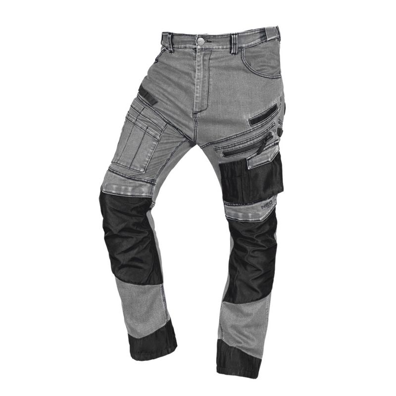 Spodnie robocze NEO TOOLS DENIM, wzmocnienia Oxford, szare, rozmiar M 1 szt