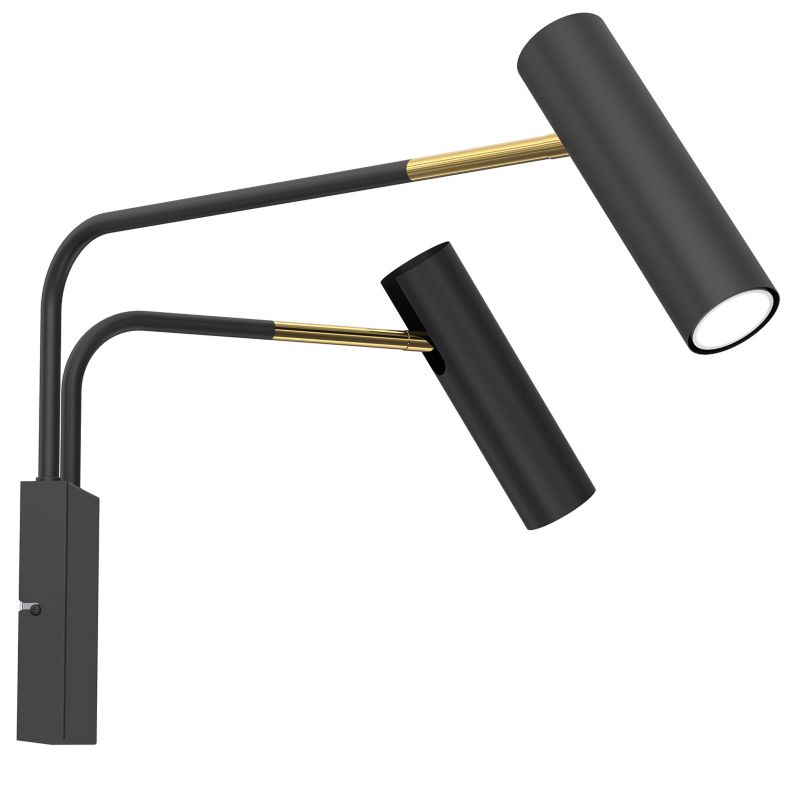 Kinkiet ścienny Luminex Axion czarny mat-złoty połysk do czytania 2 x GU10 x 8W IP20 wym: 38 x 60 x 52 cm - 1 szt.