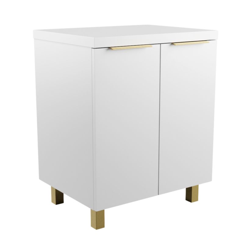 Szafka Łazienkowa SKXMeble Regał Stojąca Pod Umywalkę Mila Biały Uchwyty Krawędziowe Złote 75x80x47 1szt.